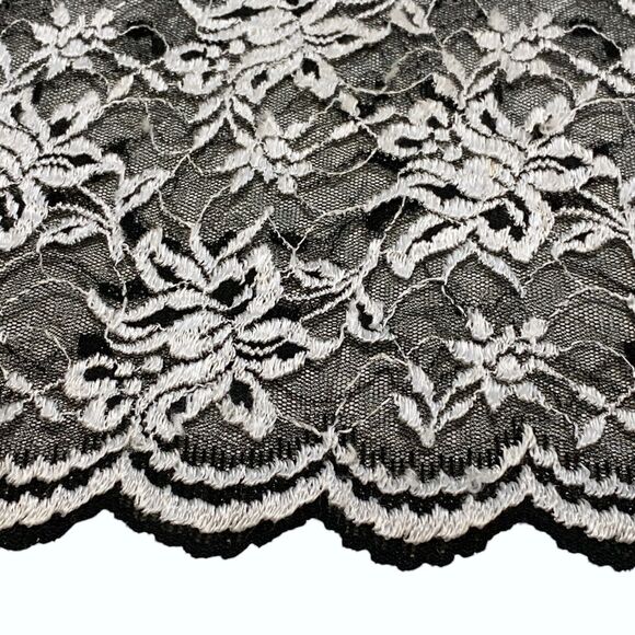 Vintage Pat Richards Black Evening Dress Size 14 Maiello Midi White Lace Holiday - Picture 9 of 16